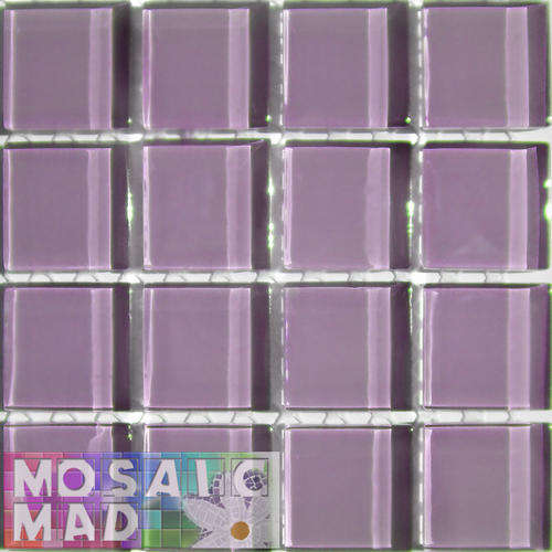 16 Crystal Glass Mosaic Tiles: TRUE LILAC 23mm x 23mm x 4mm