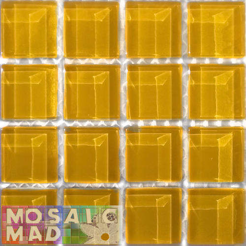 16 Crystal Glass Mosaic Tiles: SUNFLOWER 23mm x 23mm x 4mm