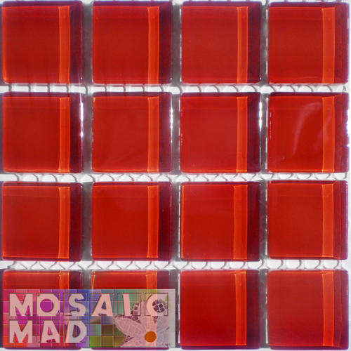 MOSAIC Crystal Glass Tiles: CARDINAL RED 23mm x 23mm x 4mm
