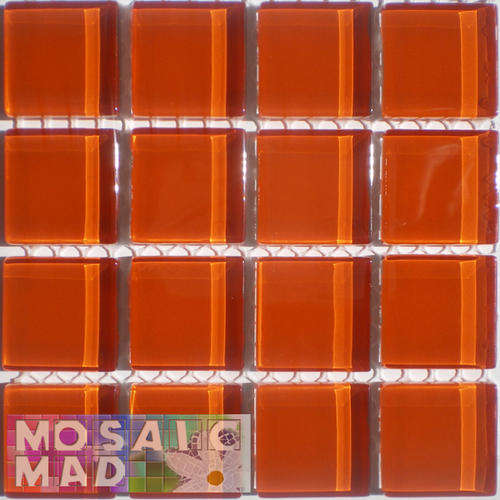 16 Crystal Glass Mosaic Tiles: BURNT ORANGE 23mm x 23mm x 4mm