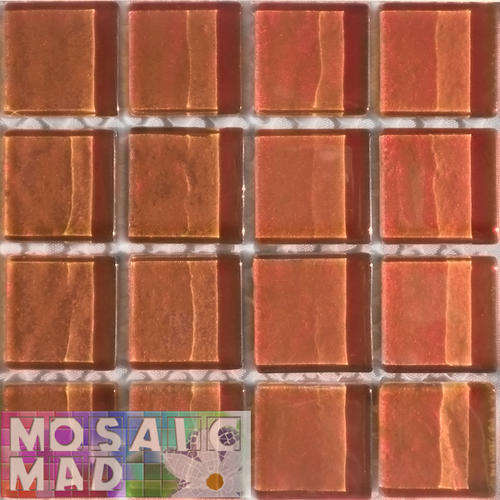 16 Crystal Glass Mosaic Tiles: METALLIC COPPER 23mm x 23mm x 4mm