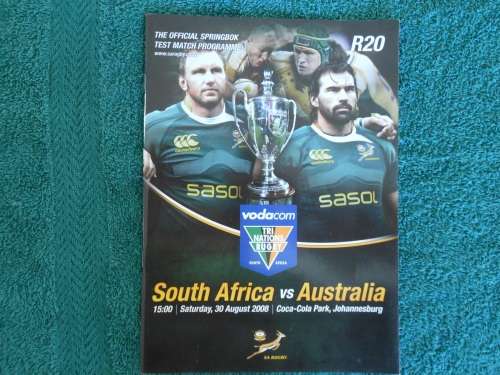 VODACOM TRI NATIONS RUGBY -  SOUTH AFRICA vs AUSTRALIA RUGBY PROGRAMME