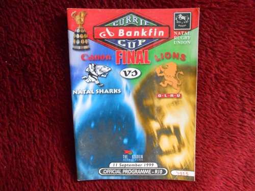 BANKFIN CURRIE CUP OFFICIAL PROGRAMME -NATAL SHARKS vs G.L.R.U GOLDEN LIONS - FINAL