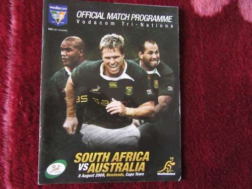 VODACOM TRI NATIONS RUGBY -  SOUTH AFRICA vs AUSTRALIA RUGBY PROGRAMME