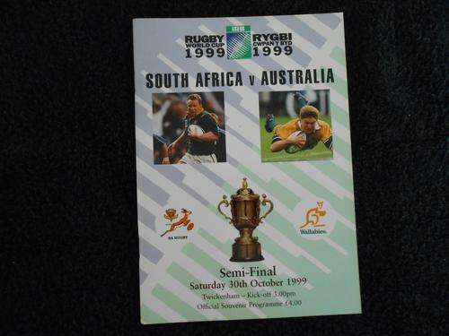 RUGBY WORLD CUP 1999 - SOUTH AFRICA vs AUSTRALIA RUGBY PROGRAMME