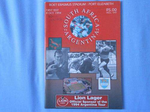 SOUTH AFRICA vs ARGENTINA RUGBY PROGRAMME