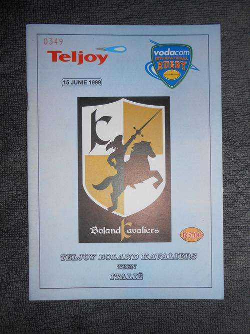 OFFICAL VODACOM INTERNATIONAL RUGBY PROGRAMME - TELJOY BOLAND KAVALIERS tn ITALIE