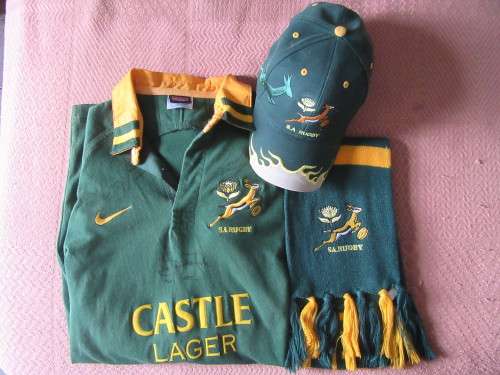 SPRINGBOK SUPPORTERS RUGBY JERSEY, SCARF AND CAP