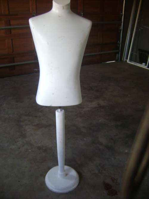 OLD MANEQUIN ON WOODEN STAND - SEE PICTURES