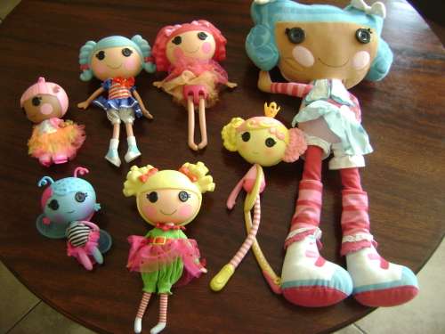 COLLECTION OF CUTE LALALOOPSY DOLLS AND LALALOOPSY PAJAMA BAG - SOLD TOGETHER AS ONE LOT
