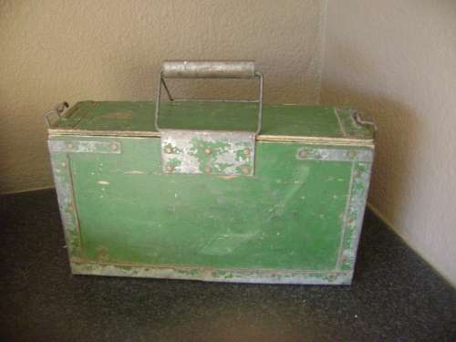 VINTAGE WOOD AND METAL BOX - SEE PICTURES