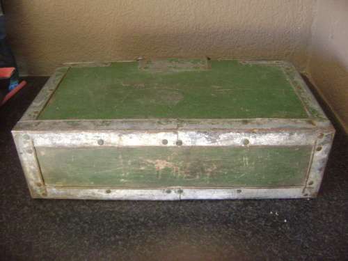 VINTAGE WOOD AND METAL BOX - SEE PICTURES