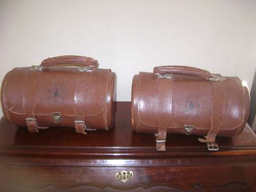 4X BOWLING BALL IN LEATHER CARRY BAGS - SEE PICTURTES