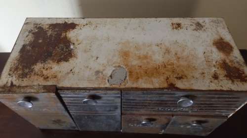 VINTAGE SUGAR, FLOUR, COFFEE. TEA AND COOKIES CABINET