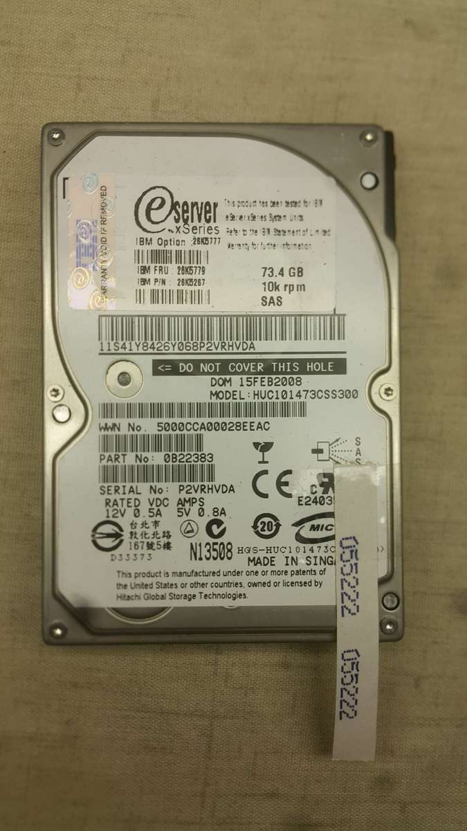 IBM SAS HDD - 73.4 GB - Server xSeries - 10k rpm (pn: 26K526)