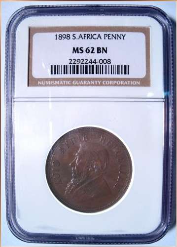 1898 - ZAR Penny - NGC MS62BN