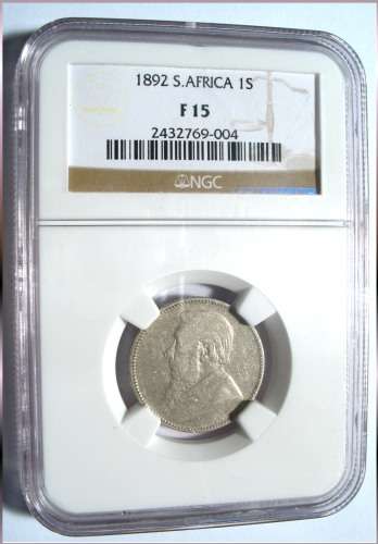1892 ZAR Shilling - NGC F15 - R1 Start*****