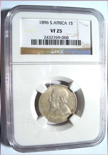 1896 ZAR Shilling - NGC VF 25 - R1 Start*****