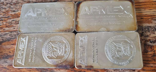 Apmex 10 Oz bars - second hand - silver tarnished