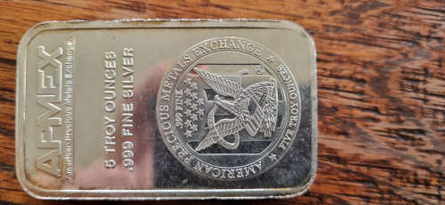 Apmex 999 Silver Bar 5 Oz - tarnish marks
