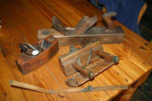 Old wooden woodworking tools