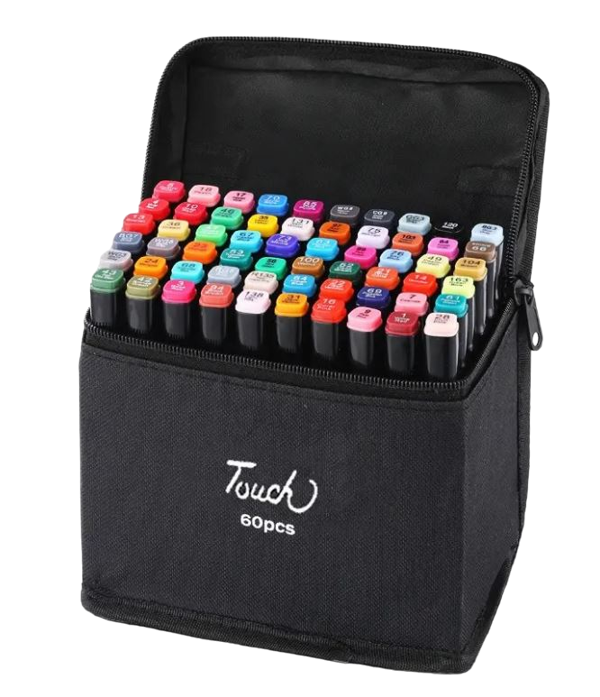 Alcohol Oil Colour Art Marker Set - 60 Pieces of Double Sided Tips