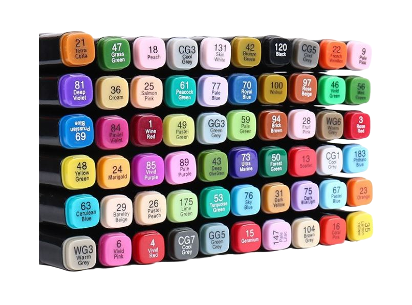 Alcohol Oil Colour Art Marker Set - 60 Pieces of Double Sided Tips