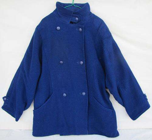 Ladies Royal Blue Double Breasted Wool Winter Jacket, Very Warm and Comfortable, Size 44