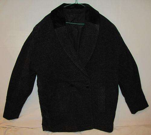 Ladies Stylish Dark Grey with Black Timings Wool Winter Jacket, Lined, Warm and Comfortable, Size 38