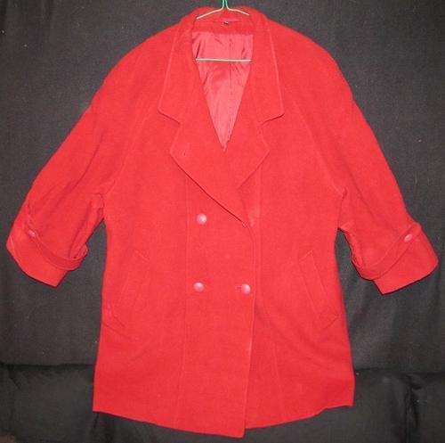 Ladies Red Double Breasted Pure New Wool Winter Jacket, Very Warm and Comfortable, Size 46