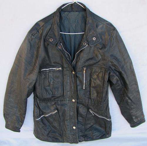 Ladies Striking Black/Navy Leather Jacket, Warm and Comfortable, SA Size 36/38