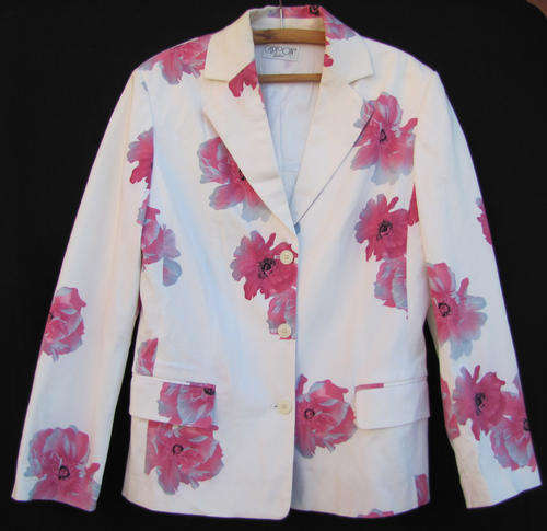 Ladies Stunning White & Pink Floral Jacket,  Comfortable, SA Size 36