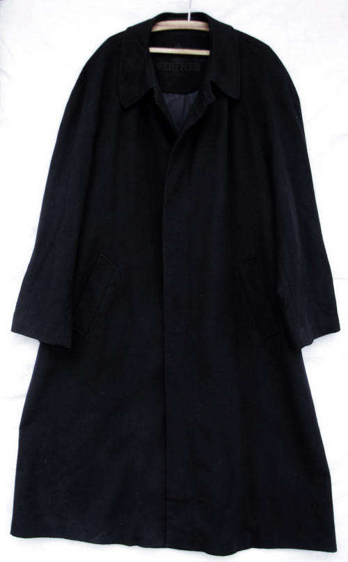 Mens Stylish Black Cashmere and Wool 3/4 Coat, Lined, Size 40