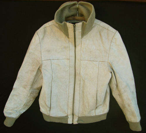Mens Stylish Cream Leather Bomber Jacket, Warm and Comfortable, SA Size 34