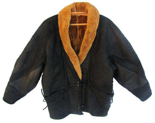 Ladies Unique Black and Tan Genuine SHEEPSKIN Leather Jacket, SA Size 36