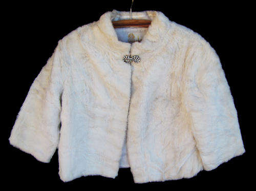 Ladies Stunning Creamy White Bolero Fur Jacket, SA Size 36/38