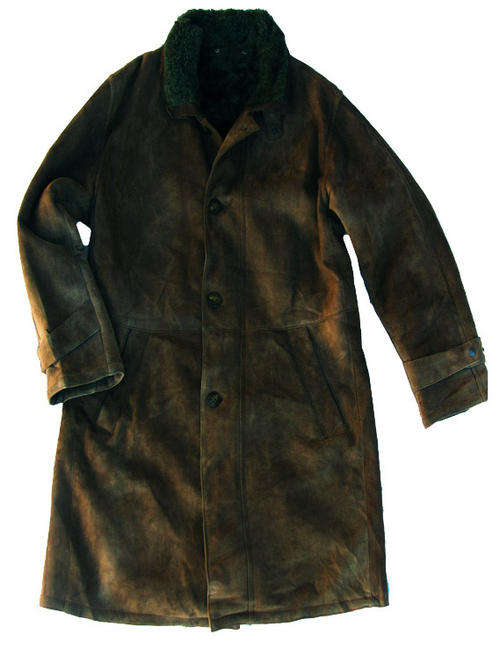 Men's Elegant Brown Suede Finish 3/4 Long Coat, Acrylic Fur Lining, SA Size 40