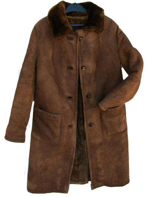 Ladies Stylish Long Brown Suede finish Jacket, Acrylic Fur Lining, SA Size 34/36