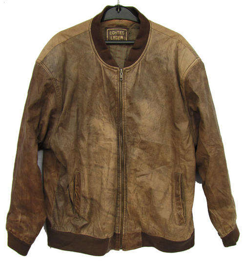 Men's Soft Brown Genuine Leather Jacket, with green Lining SA Size 36