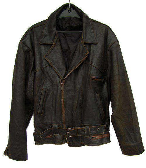 Men's Handsome Black Belted Short Genuine Leather Jacket, SA Size 34