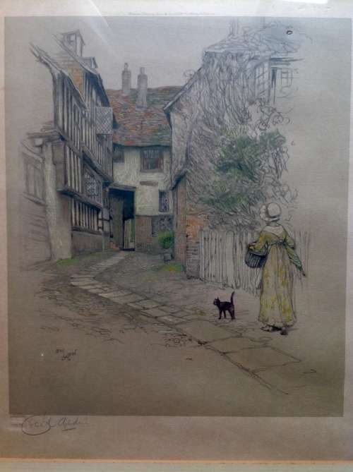 CECIL ALDIN HAND SIGNED MAID AND CAT ENGRAVING