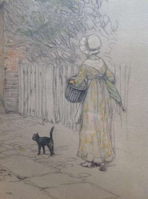 CECIL ALDIN HAND SIGNED MAID AND CAT ENGRAVING