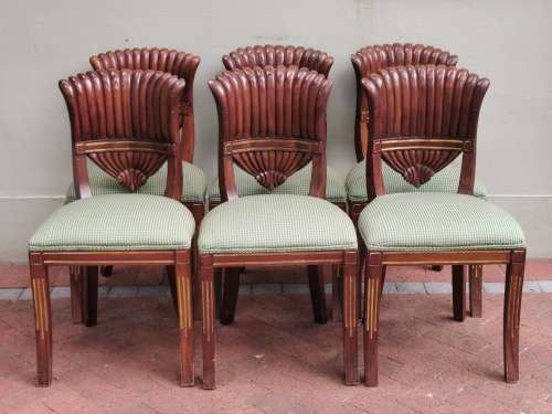 A SET OF SIX ITALIAN MAHOGANY GROTTO CHAIRS