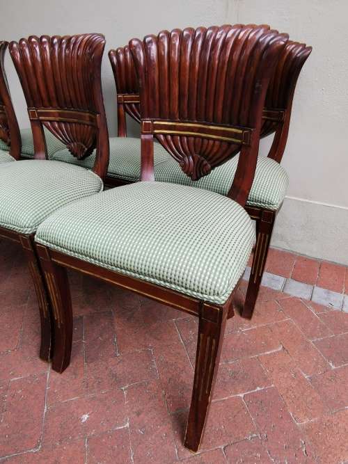 A SET OF SIX ITALIAN MAHOGANY GROTTO CHAIRS