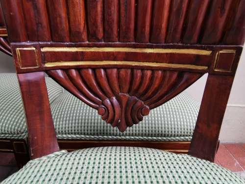 A SET OF SIX ITALIAN MAHOGANY GROTTO CHAIRS