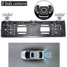 Car number plate holder with rear view camera and parking sensors