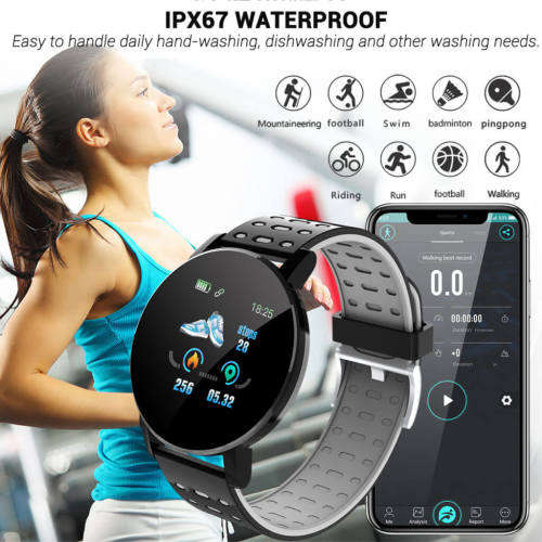 119 Plus Men Women Heart Rate Monitor Smart Watches - Android/ iOS
