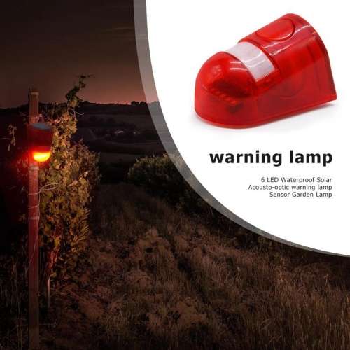 New Waterproof Solar 6 LED Alarm Warning/Security Anti-Theft Flashing Light Sensor