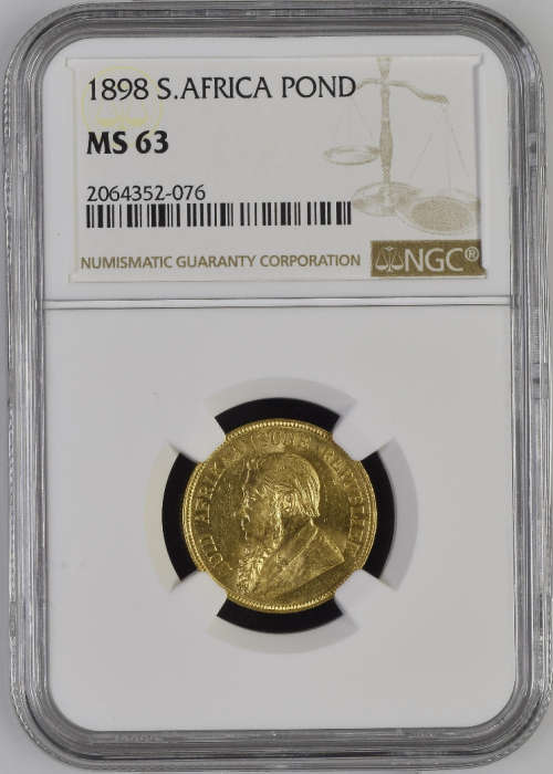 South Africa 1898 Pond Paul Kruger pre Boer War ZAR gold coin MS63