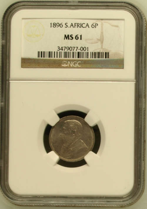 South Africa 1896 6 Pence Paul Kruger pre Boer War ZAR MS61